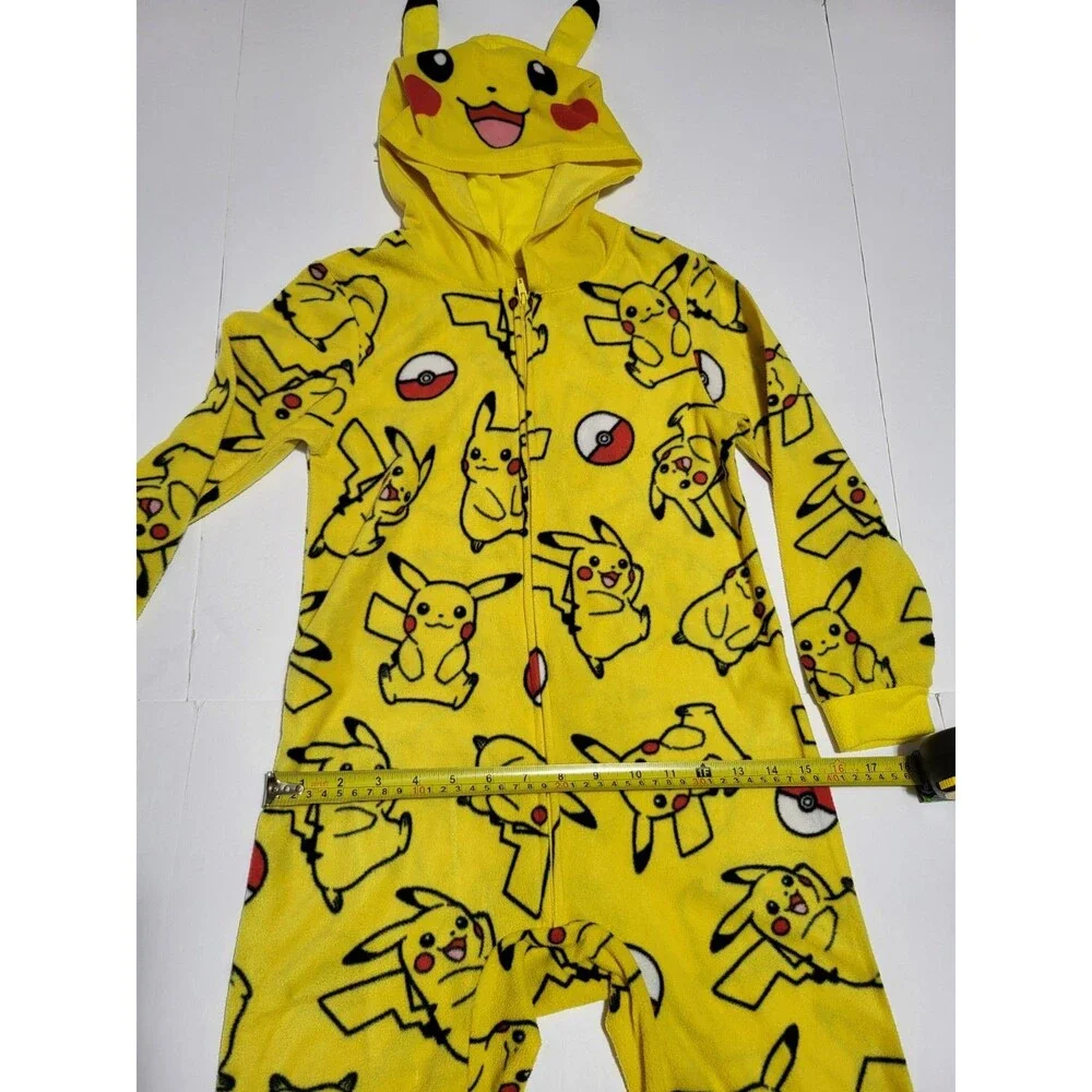 (FD)Pokemon Pikachu Union Suit Hoodie Pajamas Boys Youth  Size 8 One-Pc Costume